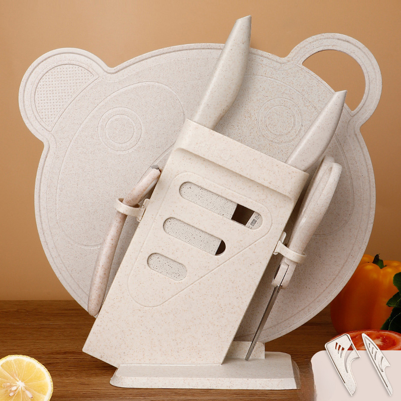 Kit de cuchillos de alimentación para bebés combinación de cuchillos de cocina domésticos tablero de cocina 2 en 1 cortar un acero inoxidable sin cabello image 14