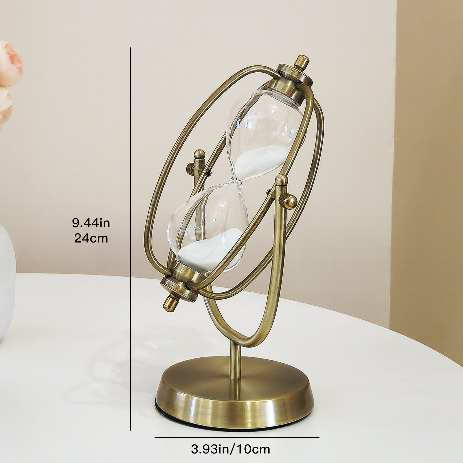 Metal 15 Minutes Gold Rotating Timer Hourglass Office Decoration Light Luxury Desktop Ornament_voghion.com