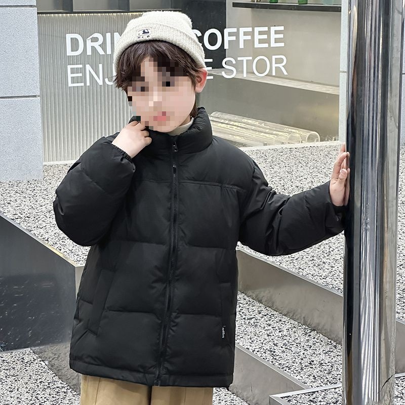 儿童羽绒服服男童童装新款女童冬季拼色绒丝防寒服立领冬季外套棉