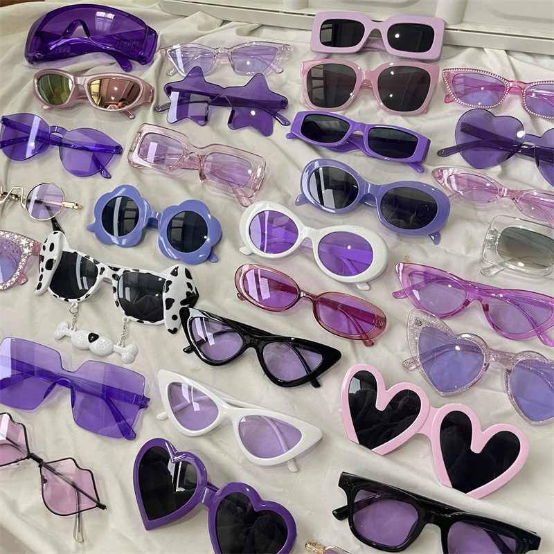 Retro Purple Sunglasses, UV Protection, Multiple Frame Shapes, Width 13–14 cm
