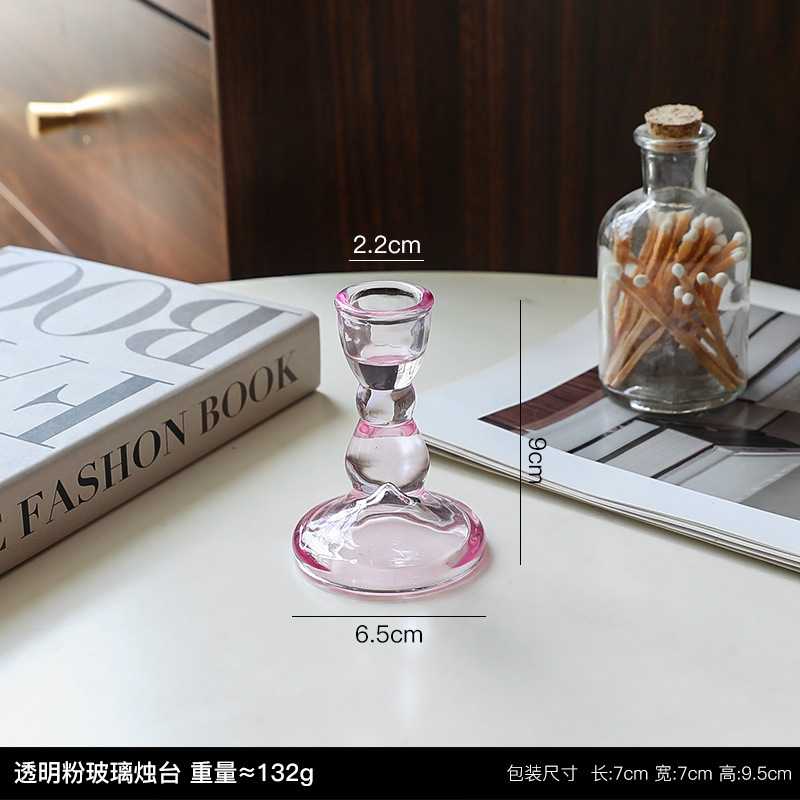 フレンチインスタ中古透明ガラス燭台置物ロマンチックキャンドルディナー燭台道具家庭装飾品|undefined