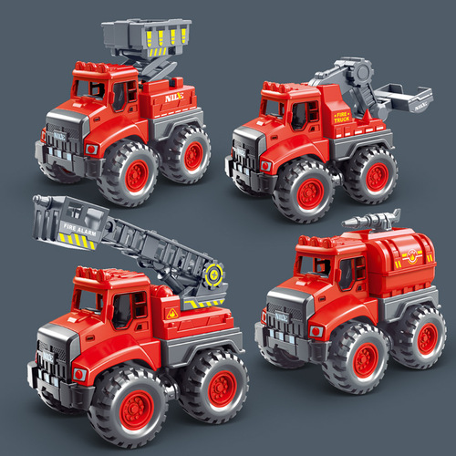 Children's fire truck ladder rescue truck lifting boy inertia toy car stall kindergarten gift wholesale