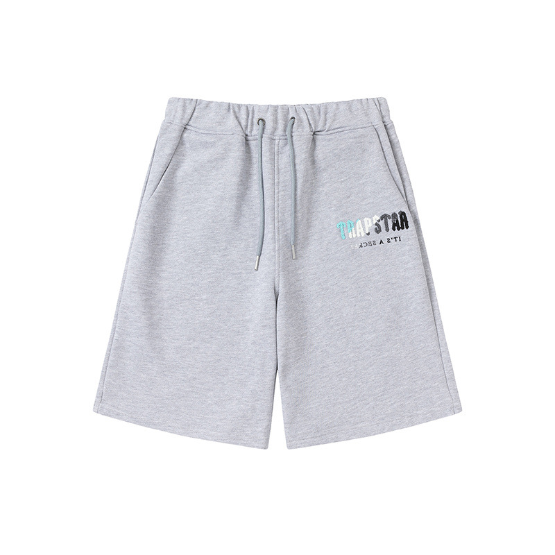 American Trapstar Letras Blanco Azul Toallas bordadas Casual Shorts Hombre y Mujer Deportivo Pantalones Marca image 16
