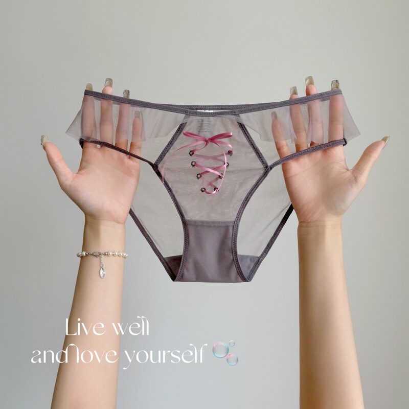 Intimate and intimate~ Sexy and pure desire lace panties for women, seductive with ribbons, transparent and alluring, sweet hollow-out triangle panties, new Intimate and intimate~ Sexy and pure desire lace panties for women, seductive with ribbons, transparent and alluring, sweet hollow-out triangle panties, new