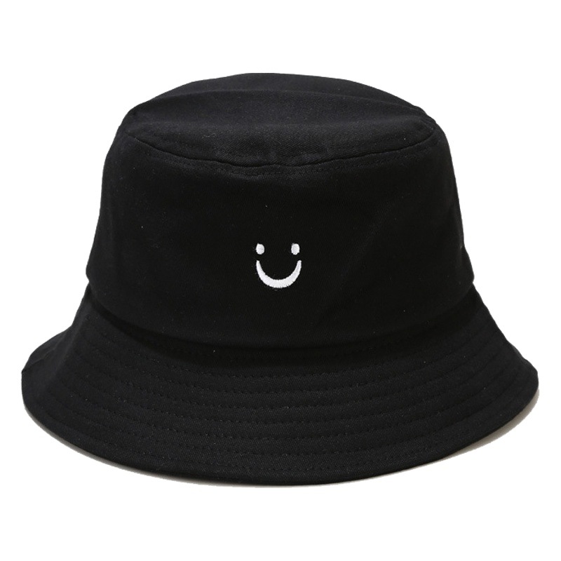 Sombrero nuevo estilo coreano primavera y verano cara sonriente bordado protección solar cuenca sombrero estudiantes masculinos y femeninos lindo sombrero de pescador sombrero para el sol del todo fósforo