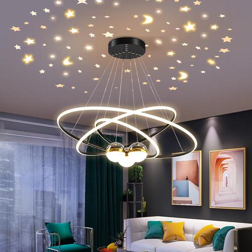 New Stylish Living Room Chandelier, Light and Elegant Modern Minimalist Bedroom Main Light, Starry Sky Nordic Restaurant Hall Lighting Decor
