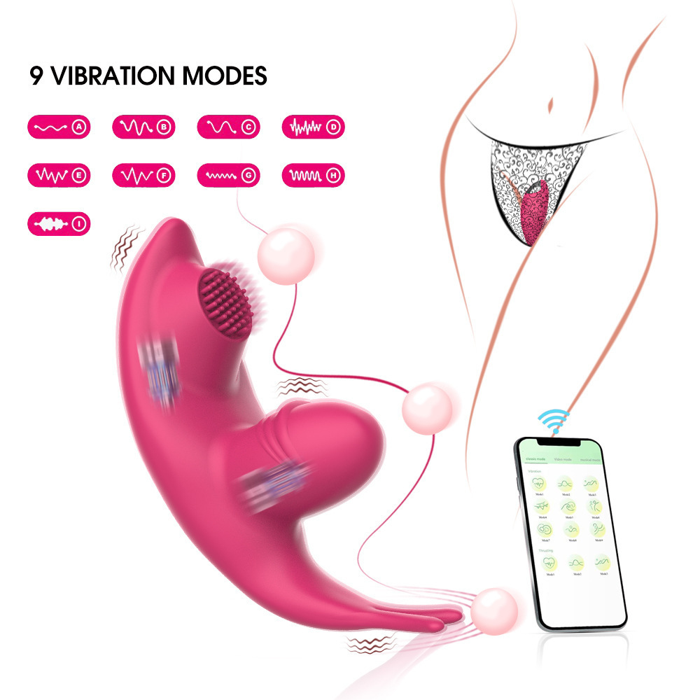 Eva Wearable Vibrator with App Control, Tongue-Licking Brush Head, Purple Silicone — detail image 1