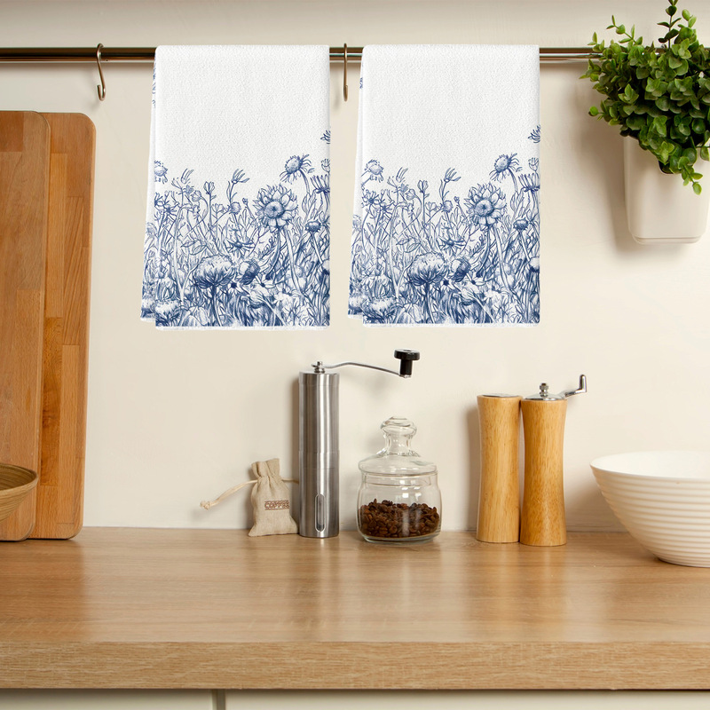 Blue Antique Vanilla Wildflower Leaves Spring Kitchen Dish Towel Absorbent Decorative Home Towels Kitchen Decoration Blue Antique Vanilla Wildflower Leaves Spring Kitchen Dish Towel Absorbent Decorative Home Towels Kitchen Decoration