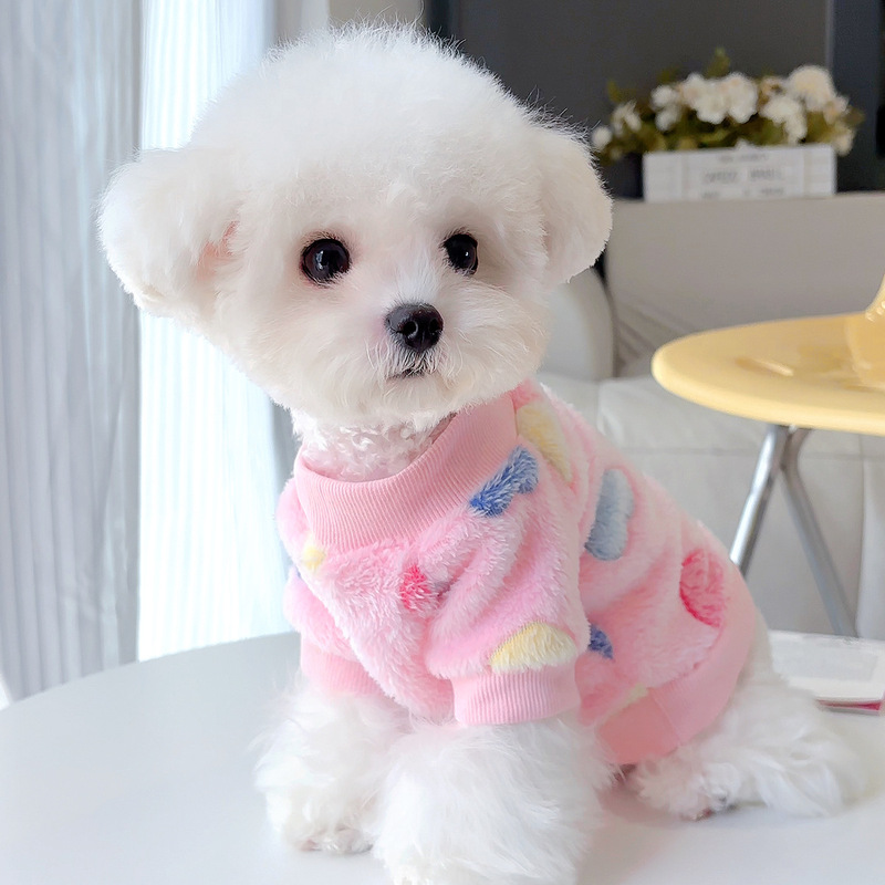 New Autumn Flannel Sweater Warm Pet Clothing for Dogs and Cats, Teddy, Bichon, Pomeranian, with Leash Attachment Vest