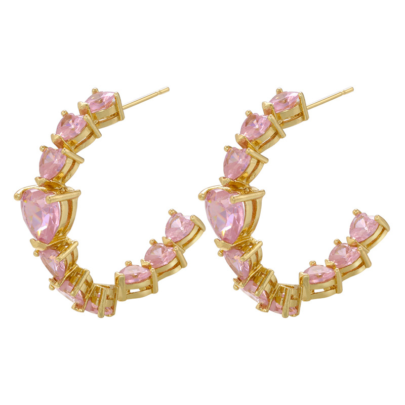 Fashion Heart Shape Copper Earrings Plating Inlay Zircon Copper Earrings display picture 2