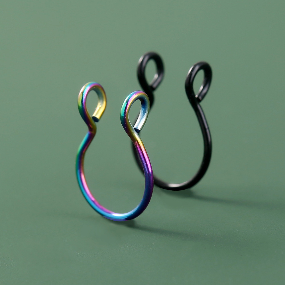 Fashion Stainless Steel U-shaped Nose Ring Nose Clip Set Wholesale display picture 2
