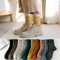 Autumn and winter thickened mid-calf socks for women, warm solid color new stockings, women's trendy bottom towel socks, Japanese floor stockings