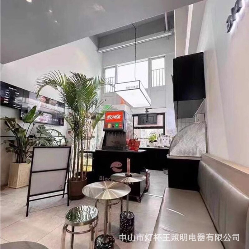 Acrílico barra colgante cajero caja de luz café leche tiendas de té leche