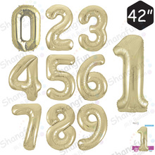 批发美版瘦体42寸白金色尼龙大数字生日婚庆派对装饰铝膜气球精装