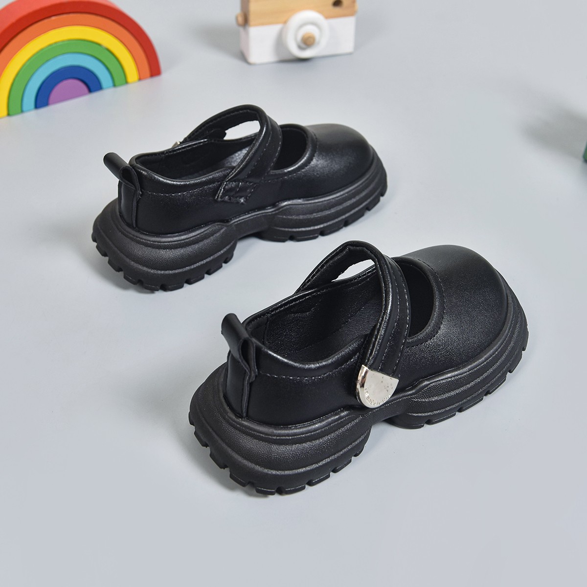 Niñas zapatos franceses de suela gruesa 2026 primavera y otoño nuevos zapatos princesa velcro aumento zapatos muffins japoneses image 4
