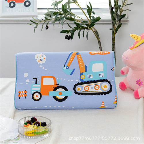 Children's Pillow Pure Cotton Cartoon Baby Pillow Core Latex Pillow Student Teenager Cervical Protection Baby Pillow Set