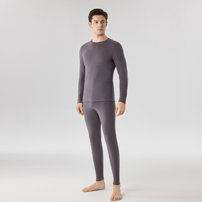 秋冬バイエル黄標デロン保温下着男女セット抗菌加厚発熱ネックウォーマー付き秋服秋パンツ