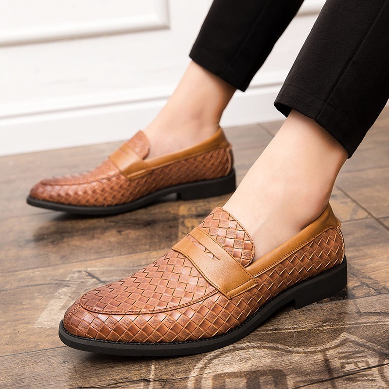 European and American Men's Toe-Toe Leather Shoes Cross-Border Large Size Formal Business Casual Shoes British Style Slip-On Men's Shoes