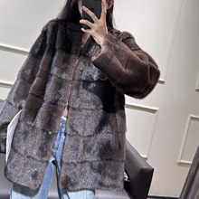 环保毛紫标进口天鹅绒仿貂皮大衣女年轻短款横排高级显瘦皮草外套