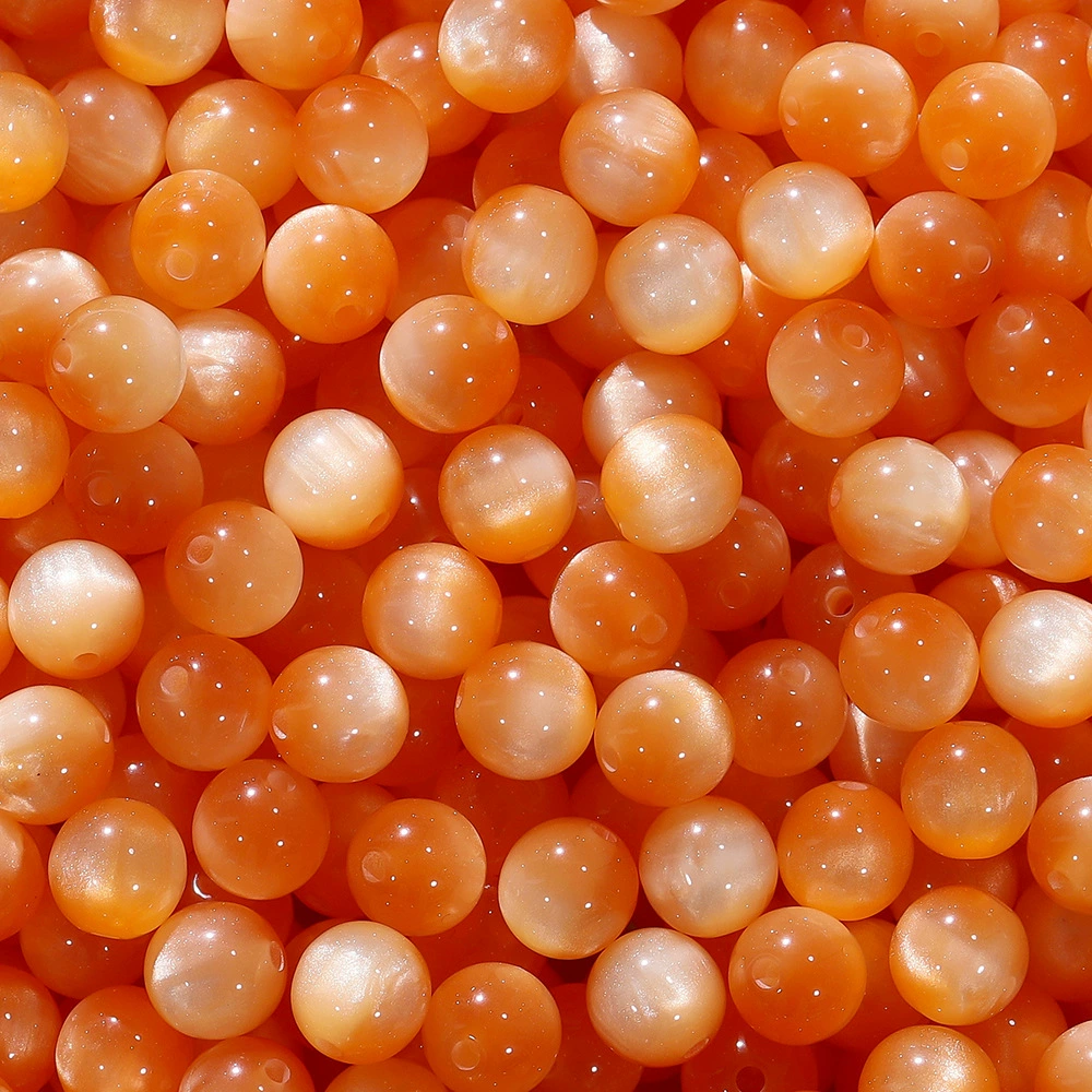 Resin cat's‑eye round beads, 8/10/12 mm, drilled 1.6/1.8/2.0 mm, assorted colors