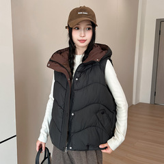 连帽羽绒棉马甲外套女秋冬新款女士大码韩版宽松马夹坎肩无袖背心