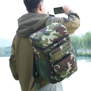 Outdoor Combat Two-Layer Shoulder Ice Bag Multi-Functional Large-Capacity Camping Picnic Bag Travel Leak-Proof Insulation Camouflage