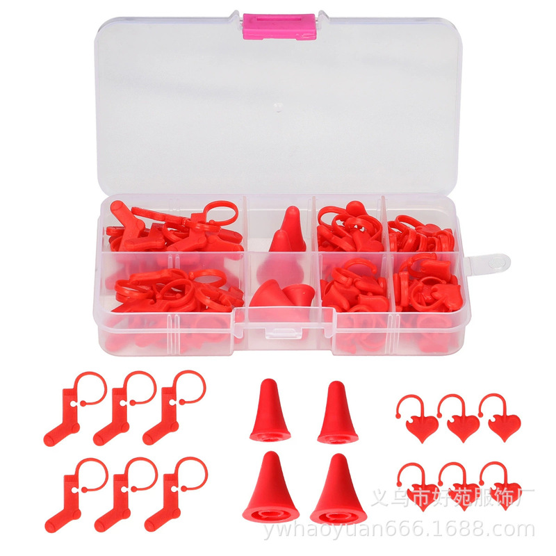 Plastic Red Heart-Shaped Stitch Markers Small Safety Pins Anti-Loosening Clips DIY Knitting Tools Wholesale Crochet Hooks