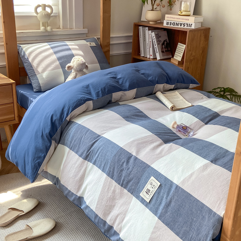 2025 nueva cama de dormitorio de algodón de tres piezas, cama de dormitorio de algodón para estudiantes, funda de edredón individual, funda de cama, funda de edredón