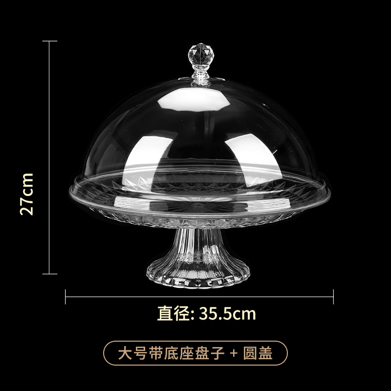 Plato de frutas con cubierta plástico acrílico transparente cubierta de polvo de alimentos redondeados snack mostrando plato de frutas secas lleno