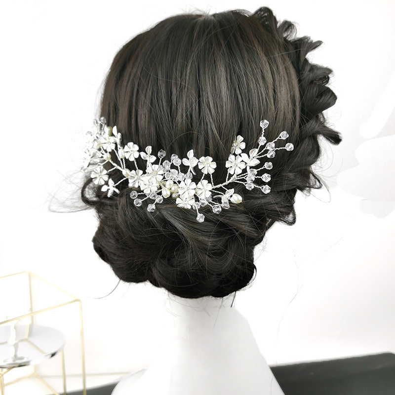 韓国風結婚式用の、クロスボーダーの花嫁用ヘアアクセサリー。パールとラインストーンの手作りヘアピン、ヘアピン、ヘア飾り、結婚式用ヘアピン。|undefined
