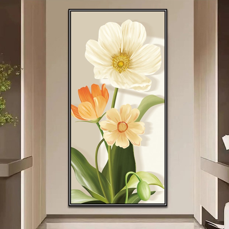 花卉玄关3d立体客厅墙贴装饰画走廊宿舍过道自粘贴纸墙面遮丑壁画