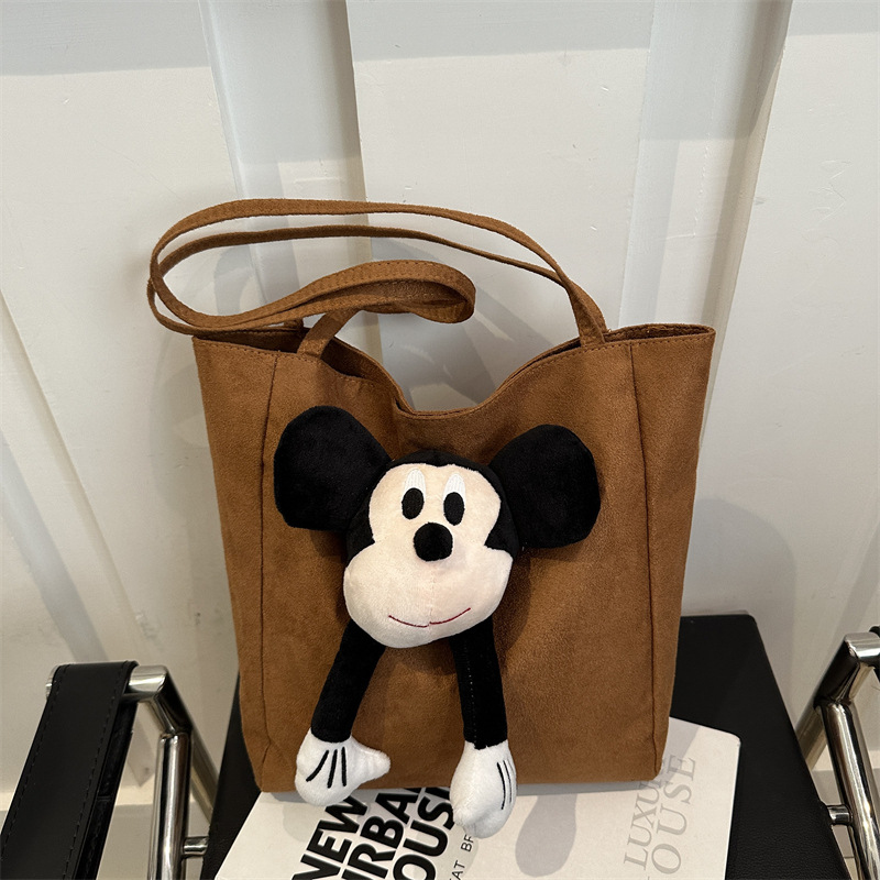 Bolsas retro de gran capacidad para mujeres 2024 nuevo otoño e invierno bolsa de compras ocio de hombro de dibujos animados para trabajar bolsa de viaje