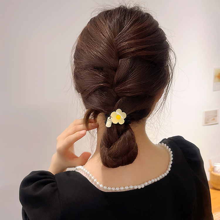Nueva linda chica de metal flor anillo de pelo dulce cuerda de pelo LNS simple cuerda de pelo del todo-fósforo accesorios para el cabello tocado al por mayor