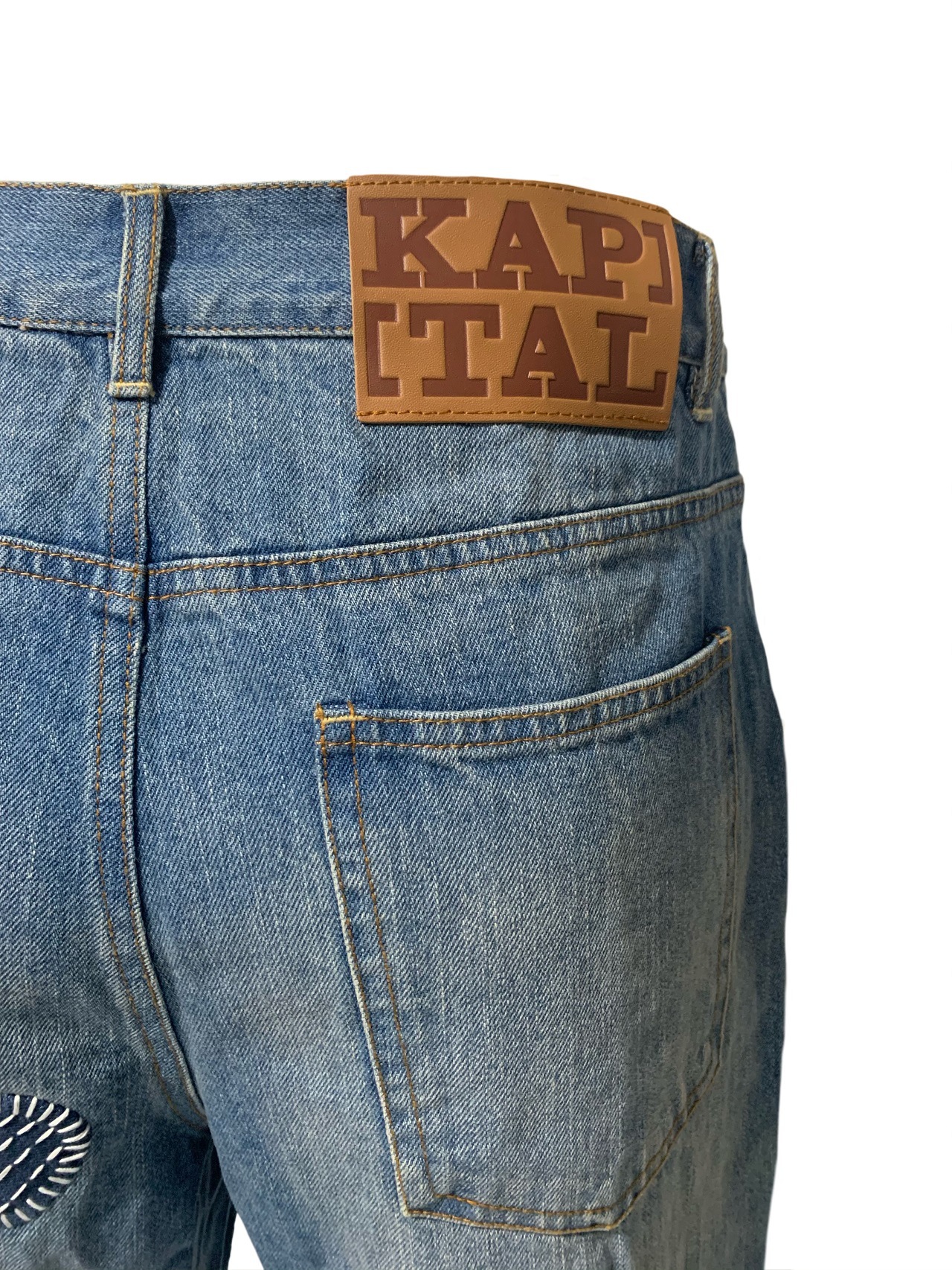 KAPITAL VINTAGE Kazuhiro Hirata ins style cactus embroidery handmade patch loose large size jeans_voghion.com