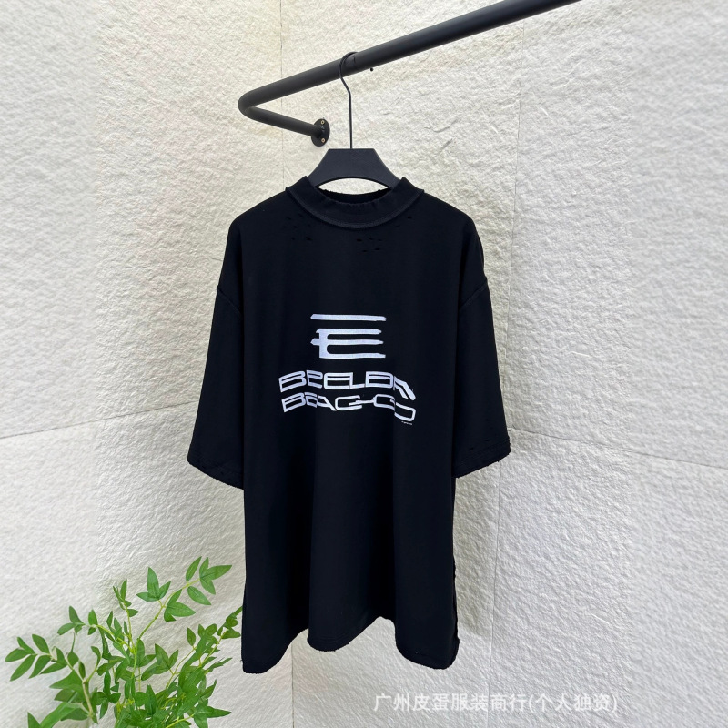 Authentic Version in Stock Balenciaga Ai Distressed Print Short-Sleeve T-Shirt Unisex Authentic Version in Stock Balenciaga Ai Distressed Print Short-Sleeve T-Shirt Unisex
