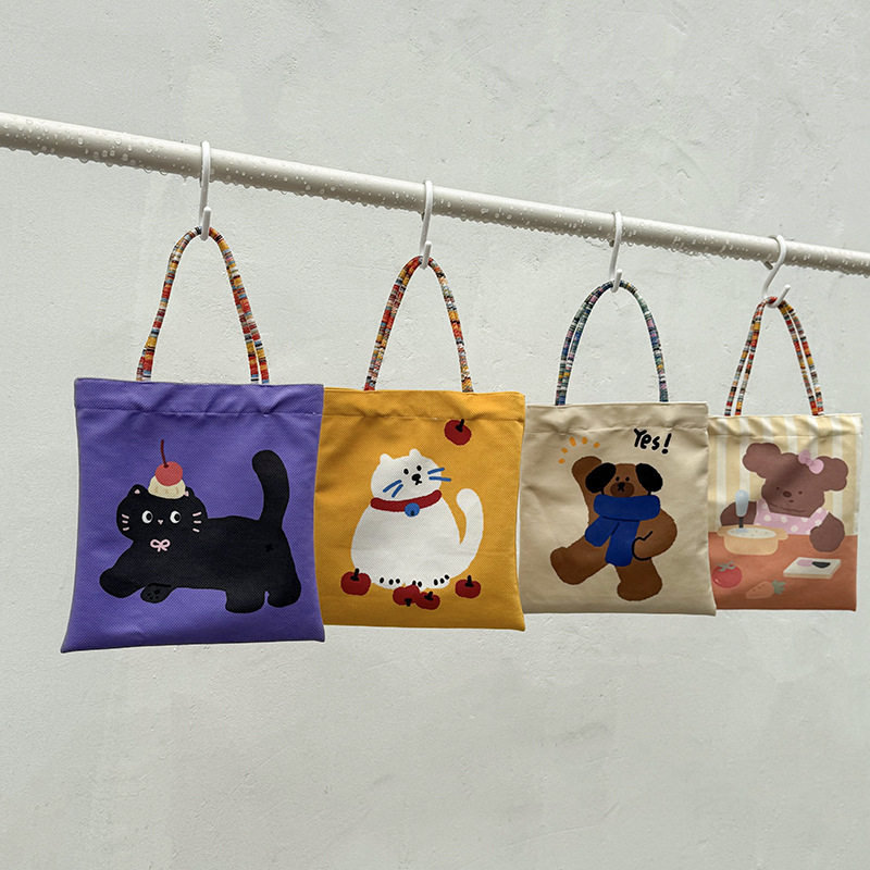 现货批发 ins学生手拎包包女卡通 印花手提包 数码印便利包