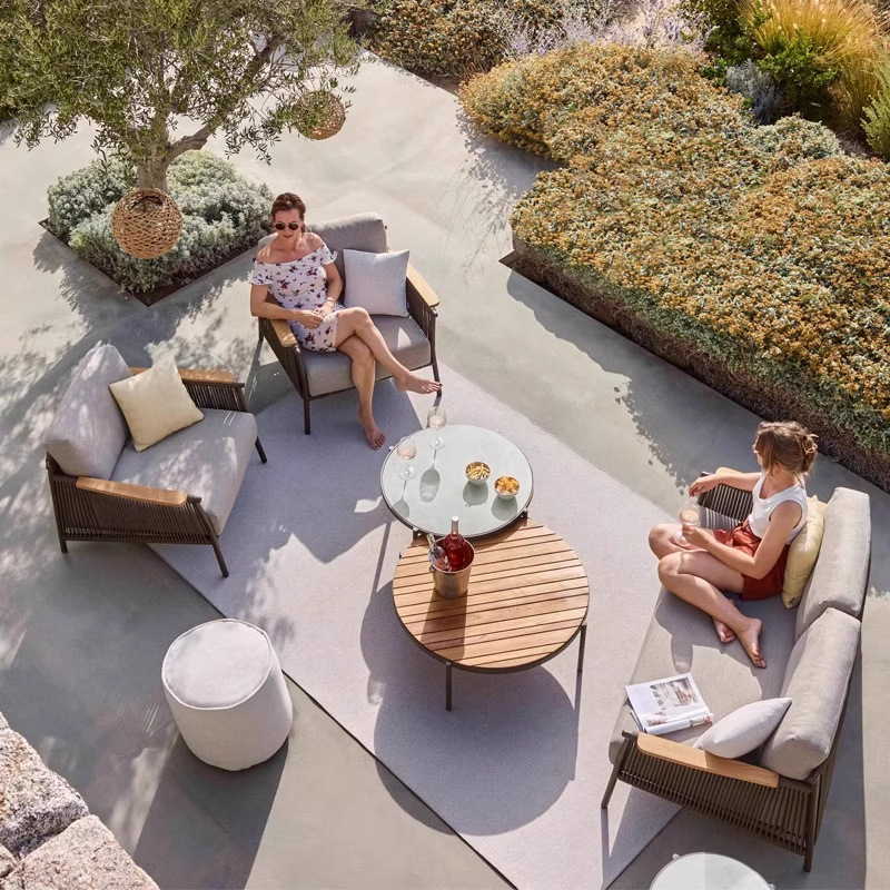 Sofá al aire libre patio jardín al aire libre terraza impermeable protección solar nórdica ocio varña balcón exterior combinación de sofá