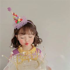 お姫様誕生日帽子子供誕生日女の子王冠カチューシャパーティーネット赤ケーキ頭飾り写真撮影道具