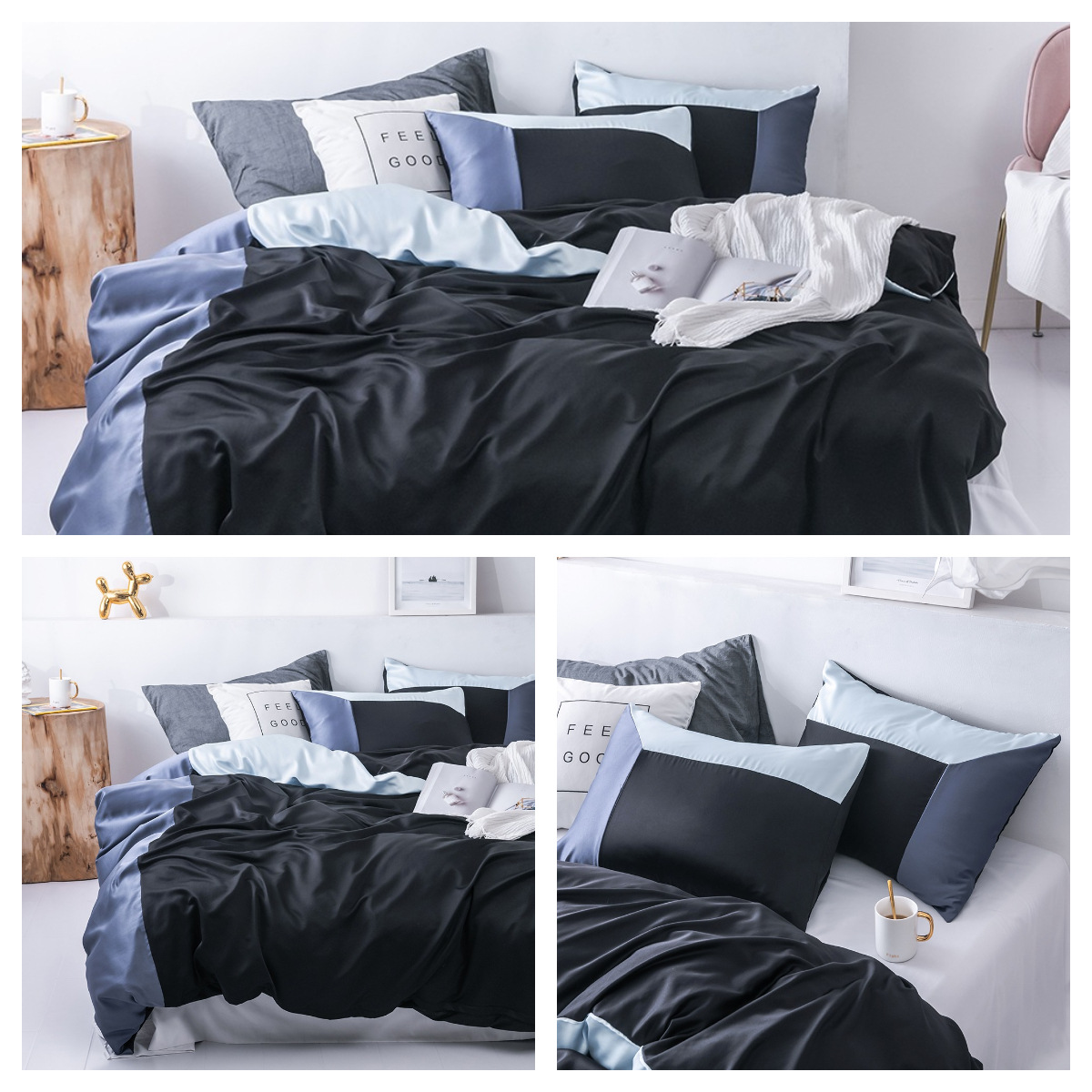 Bettwäsche-Sets mit einfarbiger Würfel-Patchwork-Bettwäsche_voghion.com