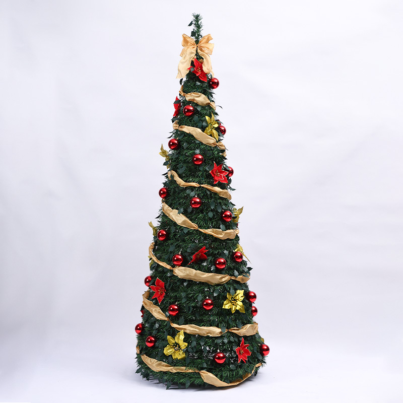 Árbol de Navidad plegable sin instalación 2026 explosión encriptado LED luminoso árbol retráctil encriptado árbol de Navidad de PVC