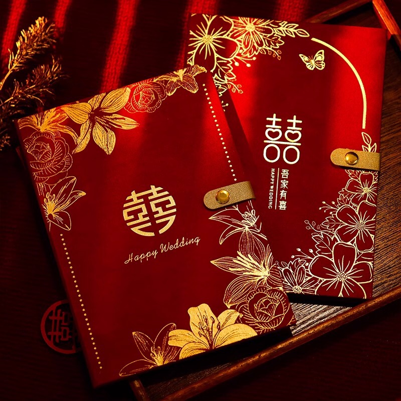 Wedding Supplies Wholesale with Grids Guest Gift Book Suede Flocked Gift Book Signature Book Wedding Accounting Book