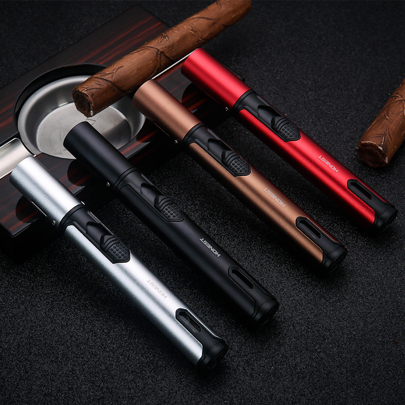 Baicheng windproof straight lighter moxibustion cigar special spray gun portable outdoor large capacity lighter wholesale