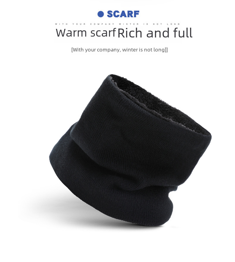 European and American winter hat scarf gloves three-piece men's knitted hat velvet winter wool hat scarf _voghion.com
