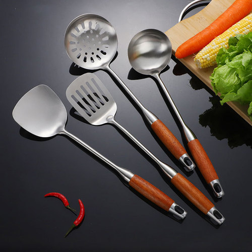 Stainless steel rosewood spatula kitchen six-piece set colander soup spoon full set spatula household frying spoon cooking spatula