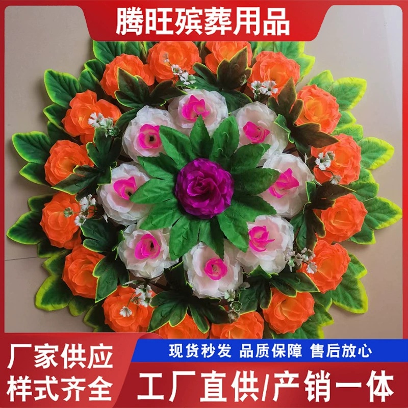 Funeral wholesale 60cmLarge rose wreath for Qingming wreath for grave white affairs funeral use E18