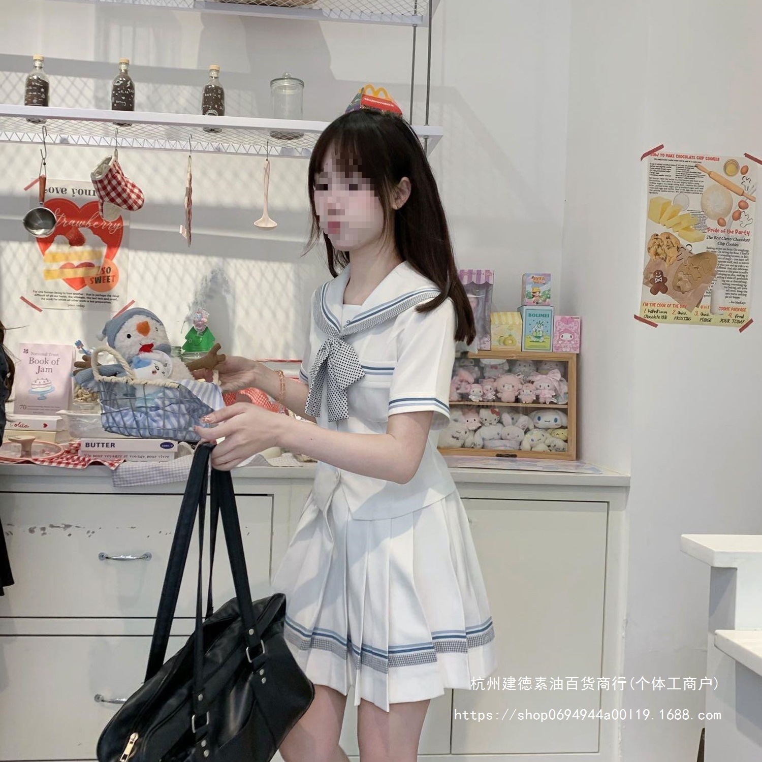 Autumn New Waist-Cinching Jk Uniform Sailor Suit Summer Japanese Style Set White College Style Short-Sleeve Set for Women