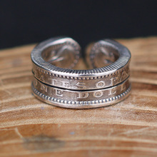 艺尚手工改制NW摩根银币戒指925泰银男开口复古切割硬币日潮银饰