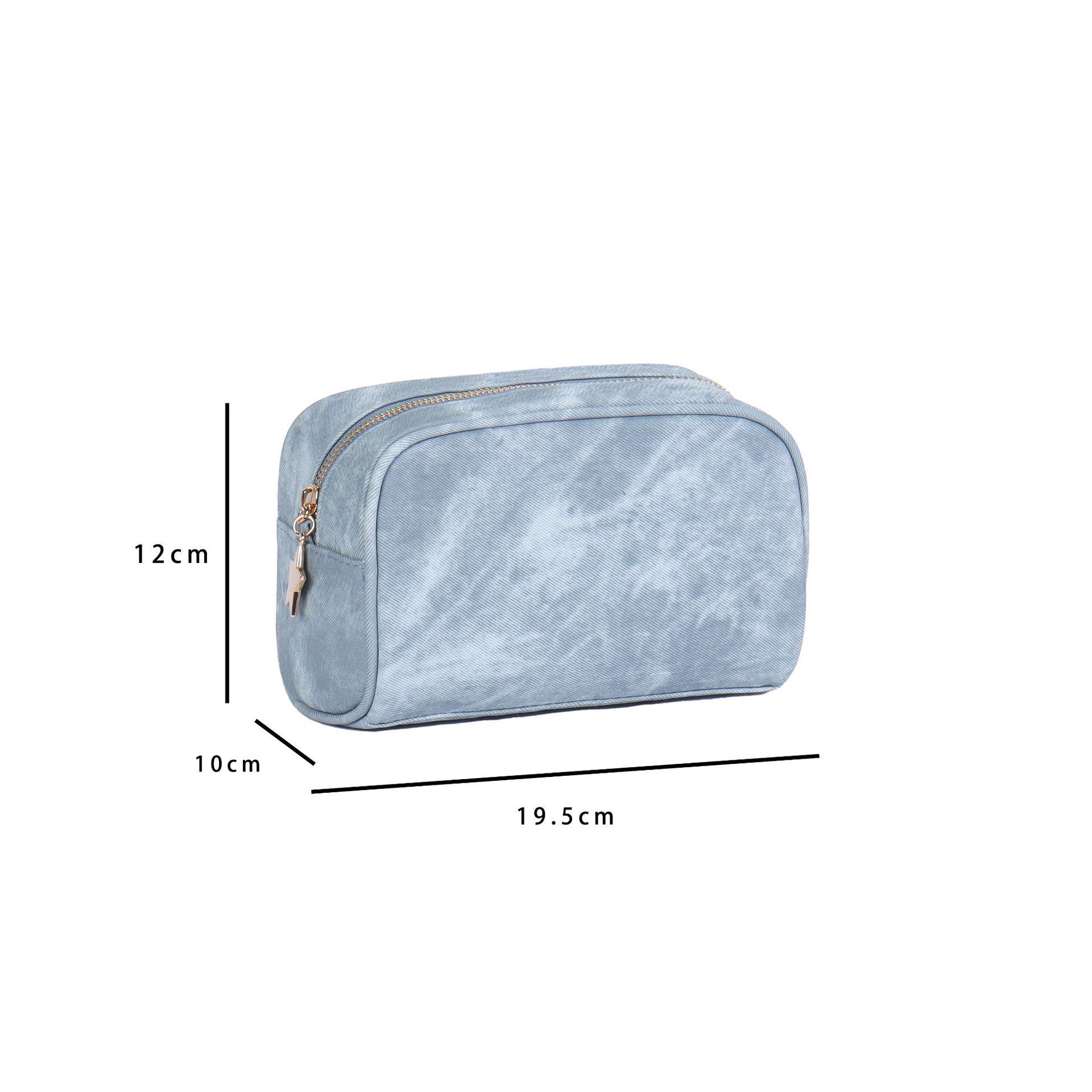 [upgraded denim pattern] blue half circle bag