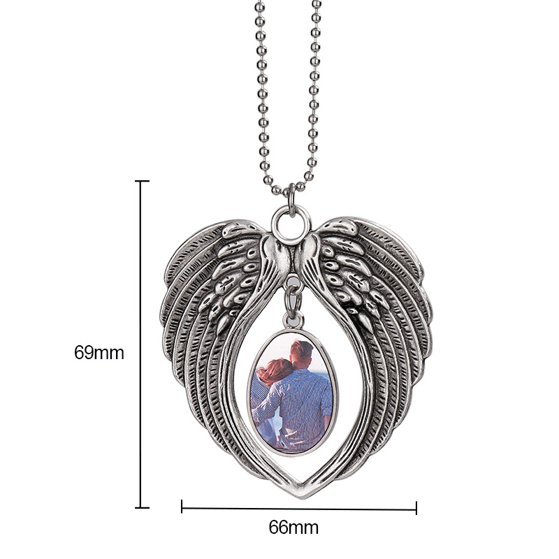 Heat Transfer Blank Angel Wings Holding Heart Pendant European and American Car Accessories Cross-Border Amazon Hot Seller