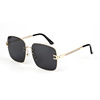 Fashionable quality square golden sunglasses, metal glasses, city style, wholesale